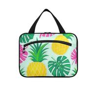 Summer Ananas Palm Leaf Blue Hanging Kit da viaggio con gancio, Designer Essentials Kit da barba Borsa per uomo per donna Bagno estuche para brochas maquillaje L