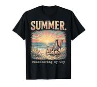 Summer At Beach Sunset Remembering My Why Maglietta con Stampa Grafica Economica, Uomo, Nero, L
