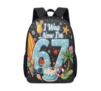 Summer Beach 67 Compleanno 43,2 cm Zaino Scuola per Ragazzi Ragazzi Ragazzi Borsa da Viaggio Palma Stampa Blu, 14, L, Minimalista