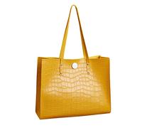 Summer Beach Bag for Women - Fashion Artificial Leather Stone Pattern Phone Shoulder Handbag(Yellow)