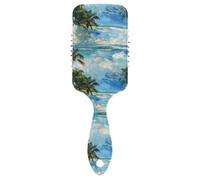 Summer Beach Blue Sea Bella Sunshine Green Coconut Trees Wave Surfing spazzola antistatica per le donne Progettato massaggiatore testa cuoio capelluto per capelli lunghi con manico ergonomico cepillo