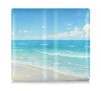 Summer Beach Blue Waves Pu Leather Toursuit titolare della carta di registrazione e assicurazione auto Glove Box Organizer per ID, patente di guida, carte di contatto chiave