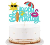Summer Beach Happy Birthday Cake Topper Pool Tema Torta di Compleanno Pick per Baby Shower Hawaiian Festa di Compleanno Decorazioni per Torte Forniture