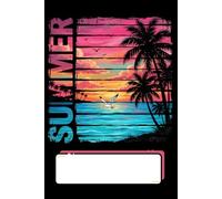 Summer Beach Sunset Notebook: Retro Composition Book with Lined Pages | Vintage Tropical Palm Trees and Ocean Waves Design Cover | Cool Travel Journal Gift for Men, Women, and Teens