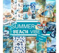SUMMER BEACH VIBE SCRAPBOOK PAPER: This is a double sided craft paper, used in DIY junk journals, EPHEMERA, ORIGAMI, DECOUPAGE, MIXED MEDIA ART, Collage