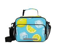 Summer Blue Ice Lemon Borsa per il pranzo con tracolla Lunch Box Tote Bag per Lady Gym