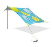 Summer Blue Ice Lemon progettato UPF50+ Tenda da spiaggia pieghevole facile da installare ombra riparo dal sole con sacchi di sabbia e pala di sabbia per viaggi in famiglia paraguas de Playa