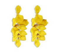 Summer Boho Long Acrylic Rose Petal Earrings Dangle Exaggerated Flower Earrings Drop Floral Tassel Earrings for Women and Girls Great for Party