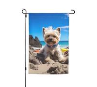 Summer Cairn Terrier My Love Dog On The Beach Bandiera da giardino vibrante bifacciale 12 X 18 pollici Decorazione per casa e giardino