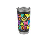 Summer Camp 2026 Divertente design avventura all'aperto Bicchiere termico in acciaio inox doppia parete