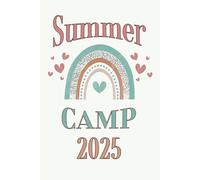 Summer Camp Notebook: Boho Rainbow Design Notepad Journal for Campers, Girls, Tweens, Teens and Counselors. Pages are Half Lined and Half Blank for Journaling, Drawing and Recording Memories.