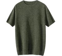 Summer Casual Crew Neck Shirt Mens Breathable Solid Color Lightweight Tee(Dark Green,M)