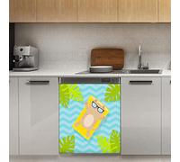 Summer Cat Tropical Palm Tree - Magnete magnetico per lavastoviglie, decorazione magnetica per frigorifero, cucina, porta, 58,4 x 66 cm