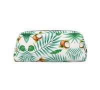Summer Coconut Tree Printing School Leather Zip Fontana Penna a sfera Rollerball Pouch Pencil Case Holder per pupilla, Argento, Taglia unica, Astuccio per trucchi