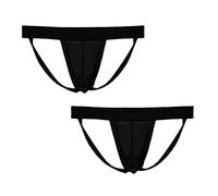 Summer Code Men's Athletic Supporter Performance Jockstrap Elastic Waist, 2-Pack Black, XL