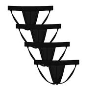 Summer Code Men's Athletic Supporter Performance Jockstrap Elastic Waist, 4-Pack Black, M