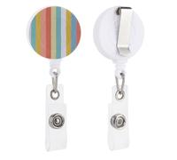 Summer Color Tessuto Verticale Strisce Retrattile Porta Badge Reel Clip ID Card Holder per Medico Infermiere Studente Ufficio Lavoratore