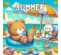 Summer coloring book: 50 Cozy Summer Scenes with Cute Cats, Bunnies, and Bears - Hand-Drawn, Easy-to-Color Animal Designs for Relaxation and Fun for All Ages