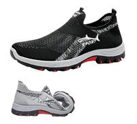 Summer Cooling Comfort Sneaker, Outdoor Breathable Walking Shoes Men's with Lightweight Slip-On for Daily Life, Sports (Black,33 2/3)