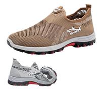 Summer Cooling Comfort Sneaker, Outdoor Breathable Walking Shoes Men's with Lightweight Slip-On for Daily Life, Sports (Brown,33)