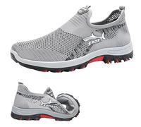 Summer Cooling Comfort Sneaker, Outdoor Breathable Walking Shoes Men's with Lightweight Slip-On for Daily Life, Sports (Gray,33 2/3)