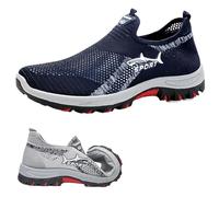 Summer Cooling Comfort Sneaker, Outdoor Breathable Walking Shoes Men's with Lightweight Slip-On for Daily Life, Sports (Blue,33 2/3)