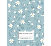 Summer Daisy Flowers on Blue Composition Notebook - College Ruled, 120 Pages, 7.5 x 9.25 Inches: Cute Floral Writing Journal for School, Work & Daily Notes - Soft Matte Cover