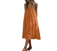 Summer Dress, Elegante Casual Estivi Leggero Semplice Estiva Comode Eleganti Moda Spiaggia Mare Spalline Sottili Prom Smanicato Tinta Unita Schiena Scoperta Estivo Matrimonio Summer Abiti Donna,L
