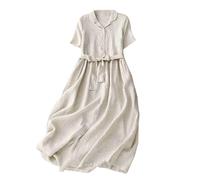 Summer Dresses for Women 2026 Causal V-Neck Button Short Sleeve Fashion Elegant Summer Beach Boho Dress with Pockets Ladies Maxi Holiday Party Club Dresses Plus Size Clothing