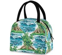 Summer Exotic Island Palm Trees - Borsa da pranzo riutilizzabile con tasca frontale, chiusura termica con cerniera isolata, borsa termica per lavoro scolastico, picnic, viaggi, pesca, spiaggia