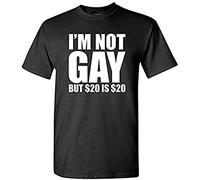 Summer Fashion Style Letter Printing T-Shirt I'm Not Gay But $20 Is $20 - Funny Joke Gag - Mens Cotton T-Shirt Mi-Tee Black M