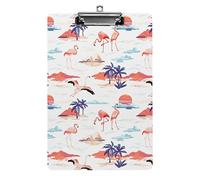 Summer Flamingo Tropical Island Red Sunset Portablocco Formato A4 Divertente Estetico Lavoro Studiando Lettera Portablocco Standard 12,5×8,5 in Pannello rigido per Aula Scolastica Bambini che scrivo