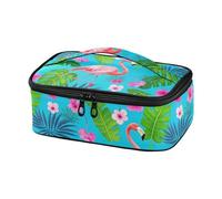 Summer Flamingos Palm Flower Blue Decorative Kids Lunch Bag Pieghevole Cooler Bag per Viaggio Lunch Box Bag per Impermeabile loncheras termicas para Mujer
