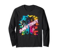 Summer Forever, Grafica Vibrante con Palma Maglia a Manica