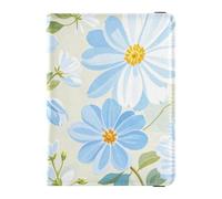 Summer Fresh Blue Daisies Porta passaporto decorativo impermeabile porta documenti di viaggio organizer protettore organizer per documenti accessori ultra sottile, margherite blu fresche estive, 1