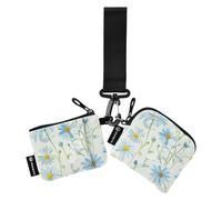 Summer Fresh Blue Daisies Portafoglio da donna portamonete da donna piccolo staccabile da donna porta carte di credito portamonete con portachiavi per signore ragazze 2 pezzi, Margherite blu fresche