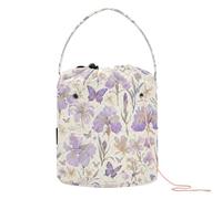 Summer Fresh Flower Butterflies Purple Crochet Storage Yarn Storage Tote con fori per uncinetto Carrier Crochet Accessori
