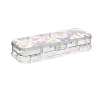 Summer Fresh Flower Butterflies Purple Designed Clear Pencil Plastic Box Double Layer Penne Marker Case per bambini con chiusura a scatto e coperchio