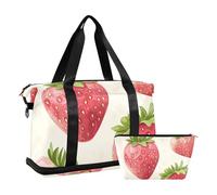 Summer Fresh Strawberries Oversize Travel Duffel Bag Large Carry On Bag con Toiletry Bag per Viaggio Multifunzionale, fragole fresche estive, 1 size