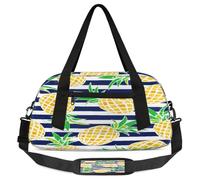 Summer Fruit - Borsone da viaggio per bambini con motivo a righe di ananas, leggero, per sport, palestra, weekend, da portare con sé durante la notte, Frutta Estiva, 18.5L x 7.8W x 9.4H