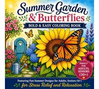 Summer Garden & Butterflies: Bold & Easy Coloring Book Vol.4: Featuring 40 Beautiful Summer Garden Designs for Adults & Seniors (50+) | Relaxing ... Scenes for Stress Relief and Mindful Coloring