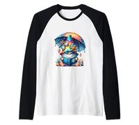 Summer GNOME for Teacher Reading Books Under Sun Parasol Maglia con Maniche Raglan