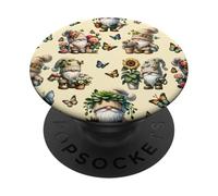 Summer Gnome Patterns With Butterflies For Gardening Mom PopSockets PopGrip Adesivo