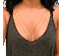 Summer Gold Body Chain Link Reggiseno Multistrato Sexy Beach Bikini Chain Harness Collane Donna Bodychain Boho Jewelry Gift