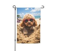 Summer Goldendoodle Dog Cute Puppy My Love Dog Bandiera da giardino vibrante bifacciale 12 X 18 pollici Decorazione per casa e cortile