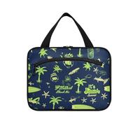 Summer Green Blue Elements Hanging Borsa da barba per gli uomini Viaggio con gancio, Designer Borsa espandibile per articoli da toeletta per Viaggio Donne Viaggio bolso Viajero para Mujer L