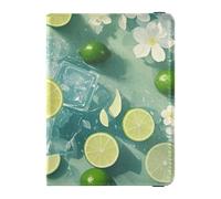 Summer Green Lime Ice Cubes Porta passaporto impermeabile in pelle per viaggio per viaggio Portafoglio Combo Caso passaporto per le donne Impermeabile, Cubetti di ghiaccio estivi al lime verde, 1 size