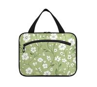 Summer Green Little Flowers Hanging mens borsa da toilette con gancio, borsa compatta di design per il trucco per le signore toilette bolso de mano para hombre M, Piccoli fiori verdi estivi, Medium