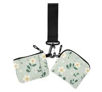 Summer Green Little Flowers Portafoglio da donna portamonete porta carte mini moda cerniera portafoglio con portachiavi per uso quotidiano 2 pezzi, Piccoli fiori verdi estivi, 1 size, Casual