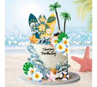 Summer Happy Birthday Cake Topper Surf Tavolo da surf Palm Modello Tree Beach Ombrello Sedia per nuoto Luau Birthday Baby Shower Forniture (Surf Boar